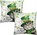 Happy St Patricks Day Pillows Covers 20x20 Pack of 2 Lucky Cat Clover Pillow Covers Rainbow Gold Coin Shamrock Decorative Pillow Cases Cushion Case for Living Room Couch Sofa
