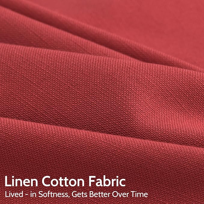 Christmas Red Linen Curtains 72 Inches Long for Living Room Light Filtering Semi Sheer Curtain Back Tab and Rod Pocket Vintage Rustic Luxury Home Decor Neutral Drapes for Bedroom 52x72, 2 Panels