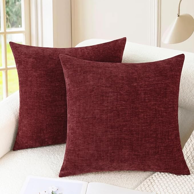 CaliTime Decorative Couch Throw Pillow Covers 22 X 22 Inches Burgundy