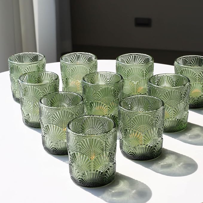 Woho 24pcs Green Votive Candle Holder, Tealight Candle Holder for Christmas