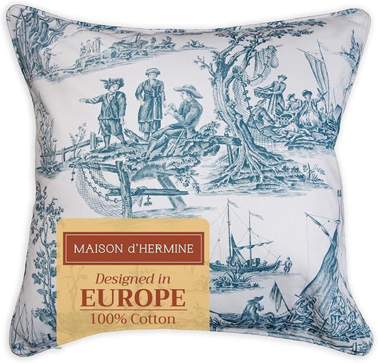 Maison d' Hermine Throw Pillow Covers 100% Cotton (20" x 20" - Pack of 1)