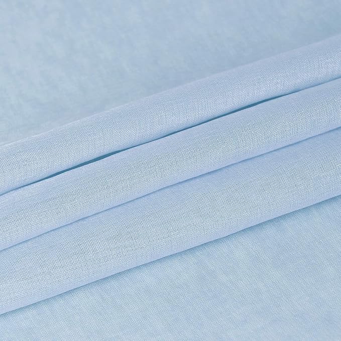 DWCN Sky Blue Faux Linen Sheer Curtains - Grommet Voile Semi Window Curtain Drapes for Bedroom Living Room 52 x 90 inches Long, Set of 2