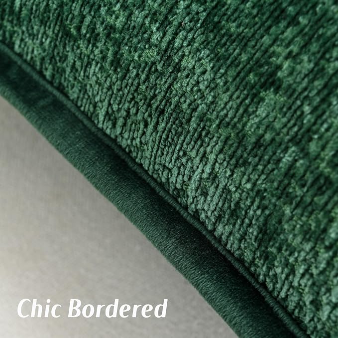 FUTEI Pack of 2 Chenille Soft Throw Pillow Covers 20x20 Inch, Dark Green