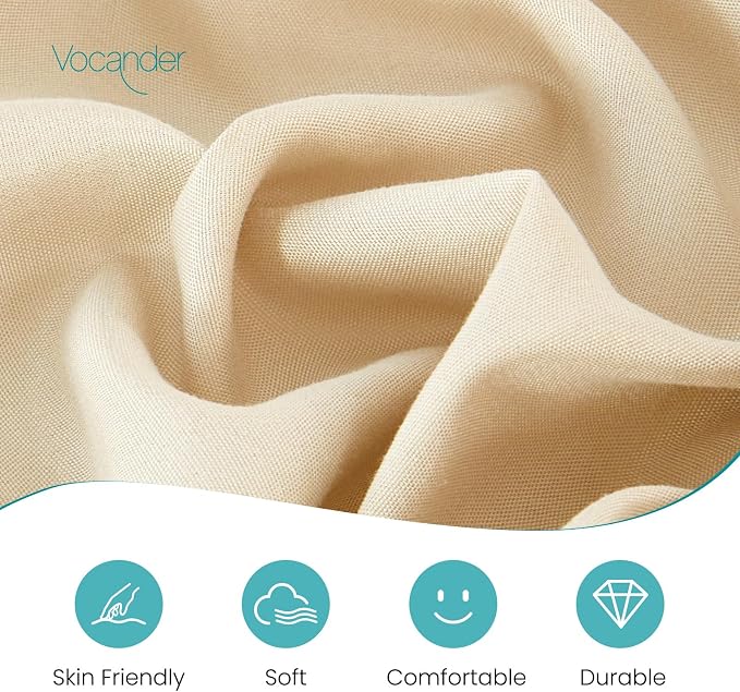 Light Beige Queen Bed Skirt 14 Inch Drop, Elastic Wrap Dust Ruffle | Hides Underbed Storage, No Mattress Lifting, Elastic Stays Put, Soft Fabric, Machine Washable, Polished Look