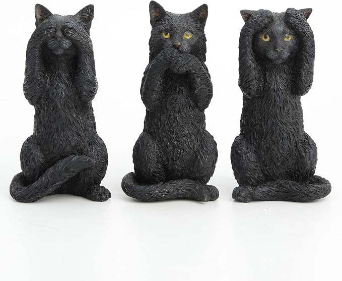 Veronese Design 4 Inch Black Kittens Hear Speak See No Evil Resin Figurine Miniature