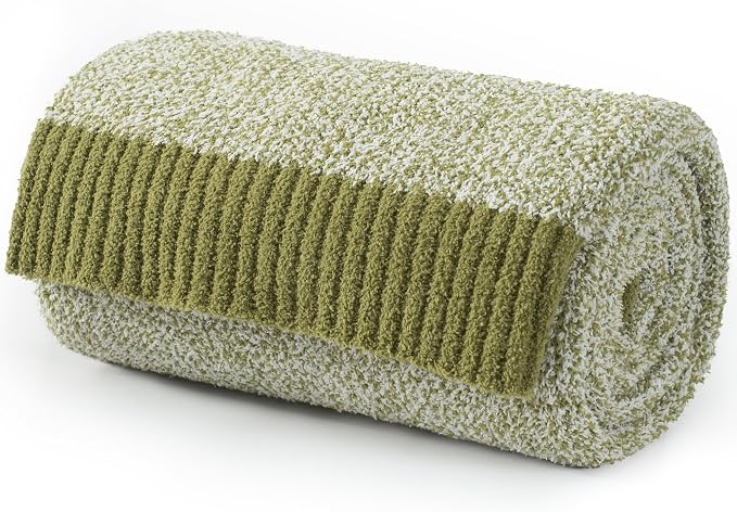 Carriediosa Heather Throw Blanket 50" X 60", 400GSM Ultra Soft Microfiber Fuzzy Fluffy Reversible Knitted Blankets Cozy Plush Lightweight and Warm Fall Throws for Couch, Bed, Sofa, Olive Green | Olive Green, Fuzzy Fluffy Cozy Plush Knit Knitted Throws,...