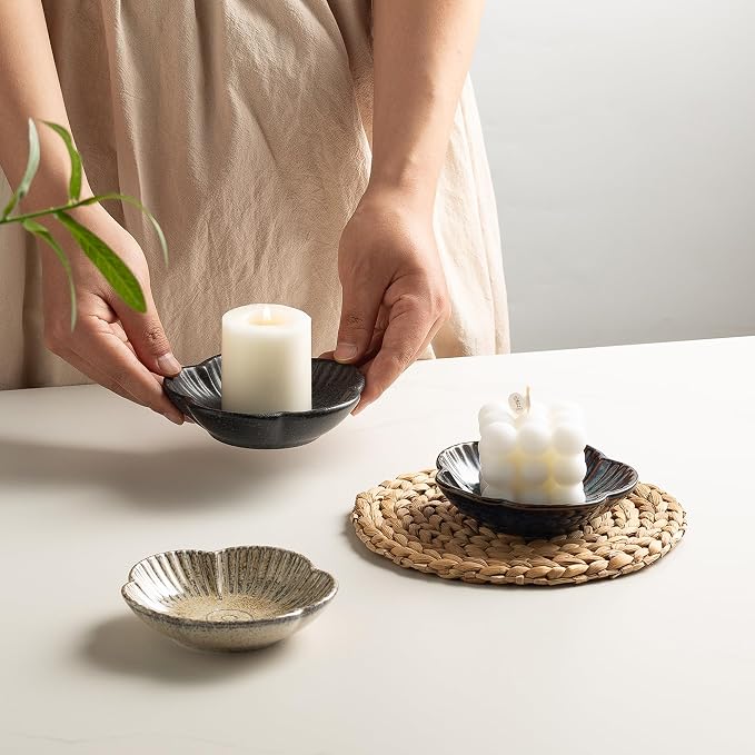 BEUNAIZER Ceramic Pillar Candle Holder Plate, Decorative Candlestick Holder
