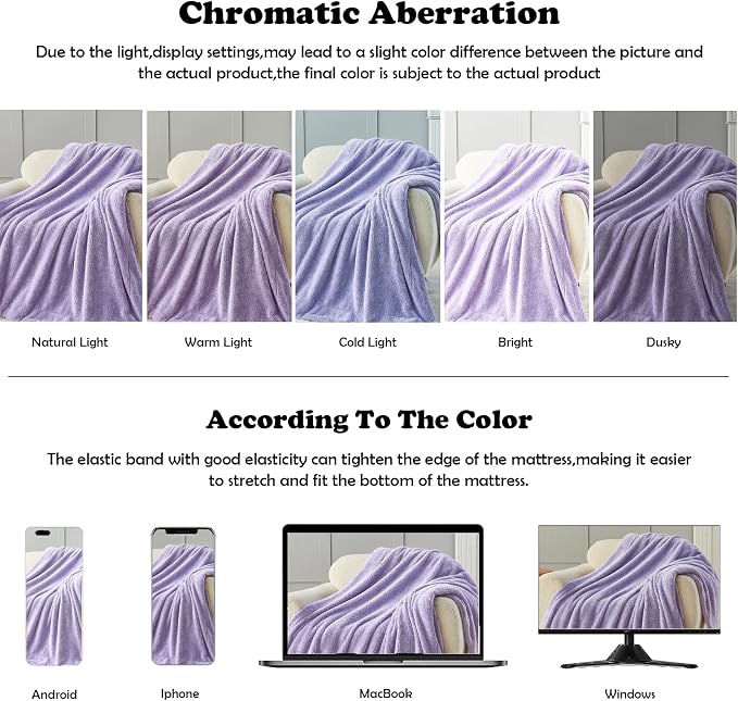 NEWCOSPLAY Knitted Throw Blanket for Couch Sofa Bed, Plush-Lavender,50"x60" | Super Soft Plush, Fuzzy Fluffy Microfiber, Lightweight Cozy Blanket for Room Decor, All Season Use