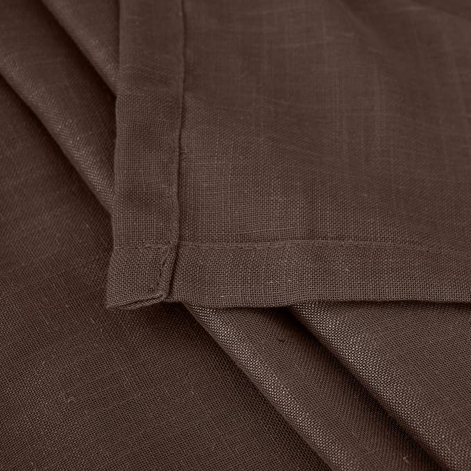 BGment Brown Linen Curtains 72 Inches Long for Living Room, Window Drapes Rustic Textured Semi Sheer for Farmhouse Beroom Dining Room Decor Rod Pocket Lightweight, 2 Panels Set, Each 52 Inch Wide