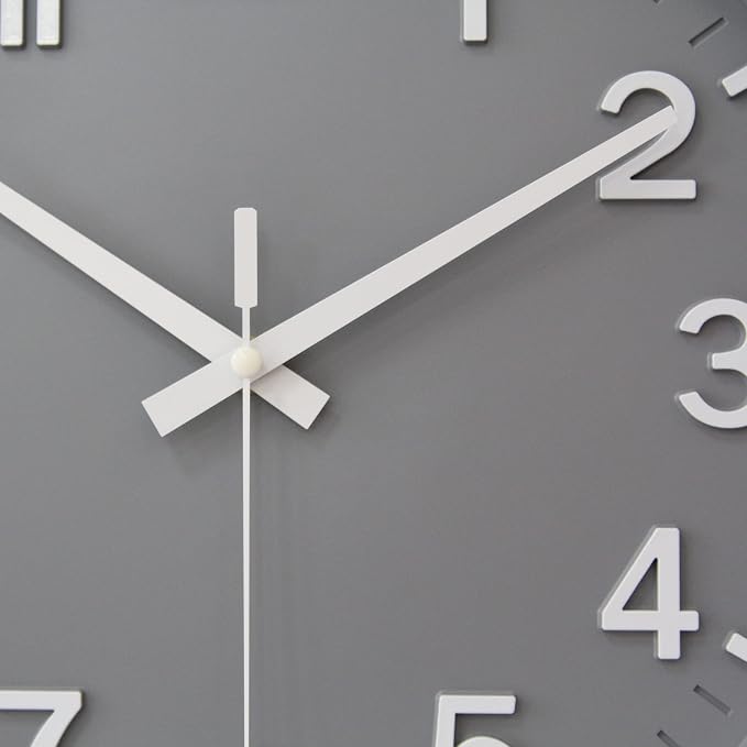 HZDHCLH Grey Wall Clock 12 Inch Silent Non Ticking Clock for Living Room Bedroom Kitchen Office Decor