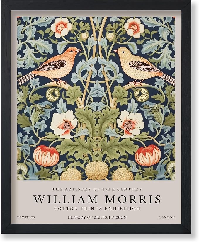Poster Master Strawberry Thief Print - William Morris Poster - Botanical Flower & Animal Art - Exhibition Wall Design - Floral Bird Artwork - Office or Bedroom Wall Decor - 18x24 UNFRAMED Wall Piece