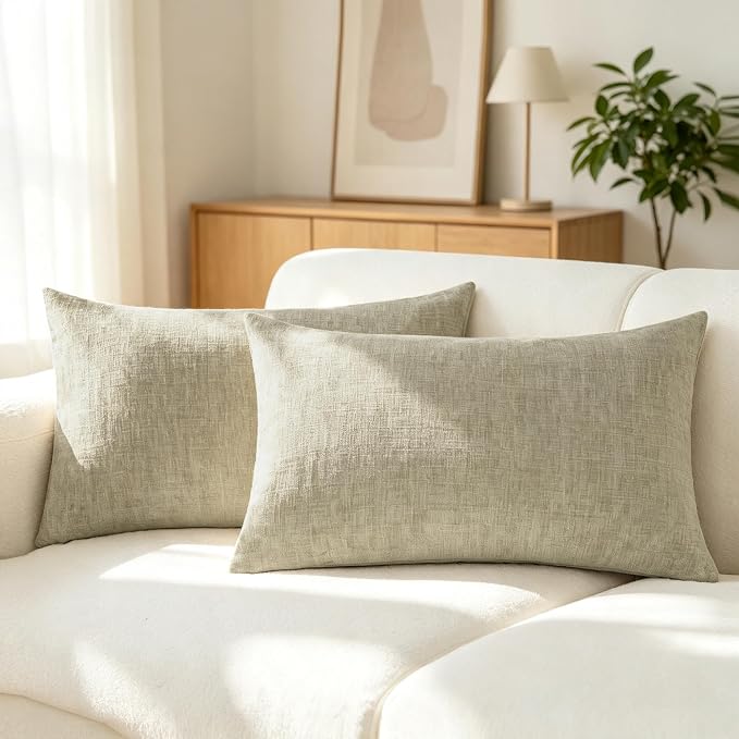 CaliTime Decorative Couch Throw Pillow Covers 20 X 12 Inches Light Taupe