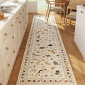 Rugcomf 2'7"x14' Long Hallway Runner Rug - Floral Cat Washable Non Slip Boho Carpet for Kitchen, Entryway, Hall, Bathroom - Beige