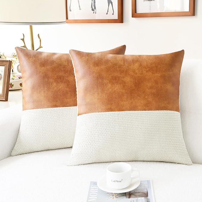 CaliTime Decorative Couch Throw Pillow Covers 18 X 18 Inches Beige