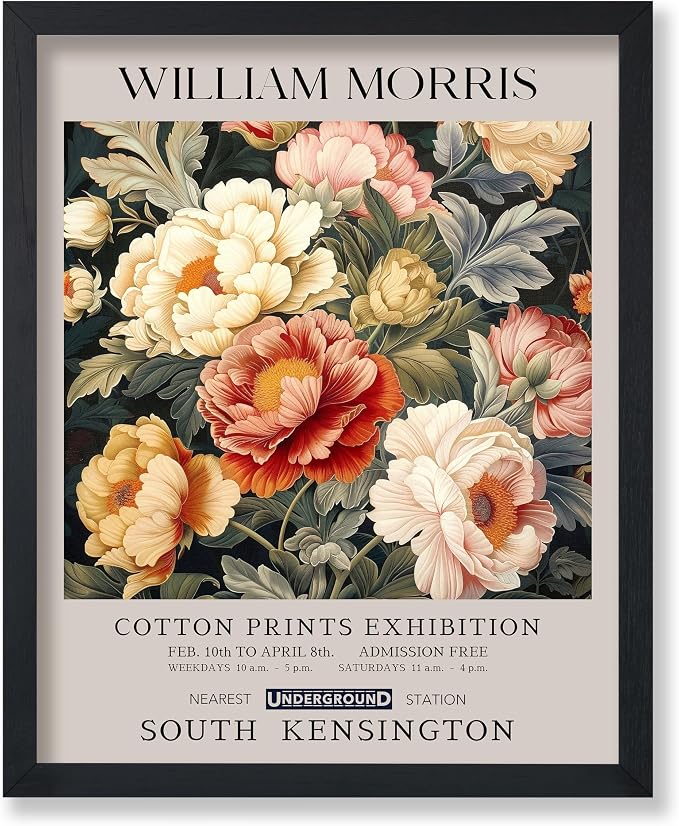 Poster Master William Morris Poster - Peony Print - Botanical Art - Flower Art - Exhibition Artwork - Animal Creation - Floral Piece - Aesthetic Illustration - Colorful Office or Bedroom Decor - 16x20 UNFRAMED Wall Piece