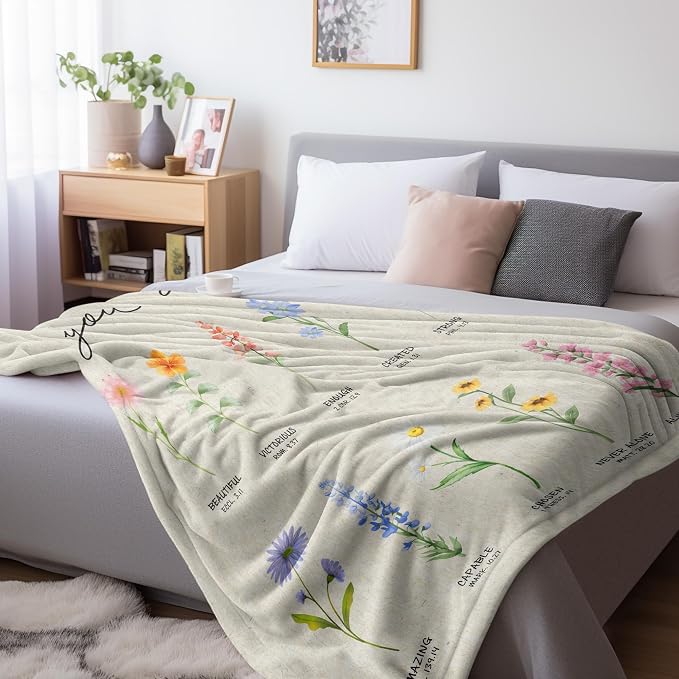 Christian Gifts for Women, Cozy Inspirational Soft Throw Blankets, Perfect Birthday & Religious Gifts for Sister, Friend, Daughter, Mom
