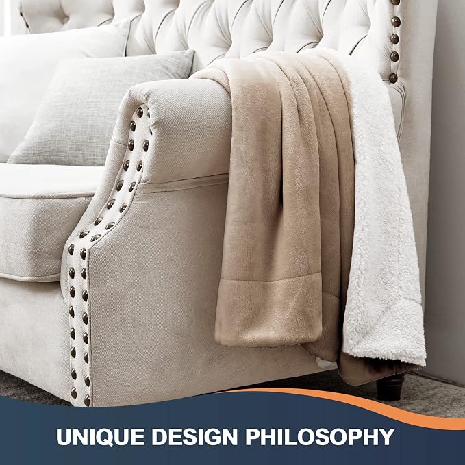 Walensee Sherpa Fleece Blanket (Queen Size 90”x90” Taupe tan) Plush Throw Fuzzy Super Soft Reversible Microfiber Flannel Blankets for Couch, Bed, Sofa Ultra Luxurious Warm and Cozy for All Seasons