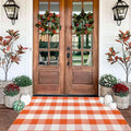 Buffalo Plaid Outdoor Rug 3x5 Ft Orange and White Checkered Area Rug Halloween Washable Doormats Fall Indoor Outdoor Rugs for Layered Front Door Mats, Porch, Entryway, Kitchen, Farmhouse