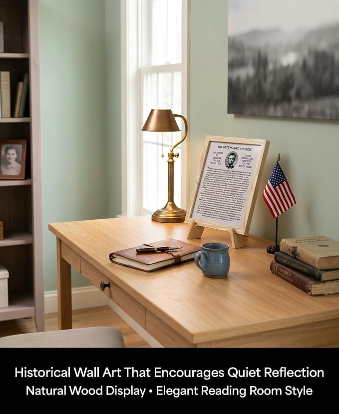Abraham Lincoln Gettysburg Address Wall Art Print | Framed 8x10 Inch Historical Poster | American History Decor for Home, Office & Classroom | Patriotic Lincoln Speech Art | Great Gift for History Lovers