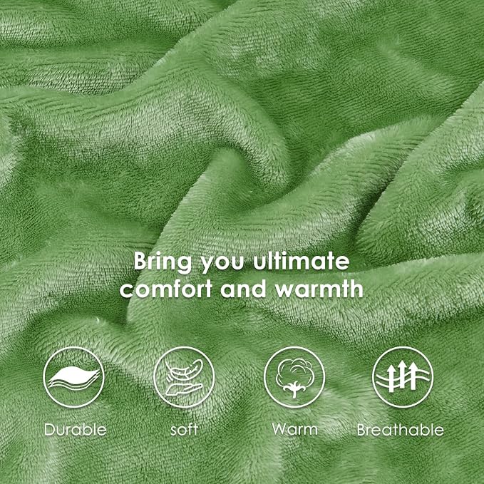 SOCHOW Sherpa Fleece Throw Blanket, Sage Green, 50x60 inches | Double-Sided Super Soft Luxurious Plush Blanket Throw Size