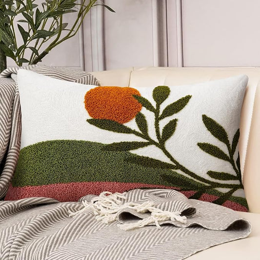 Adabana Boho Lumbar Pillow Cover 12x20 Inch Embroidered Throw Pillow Cover