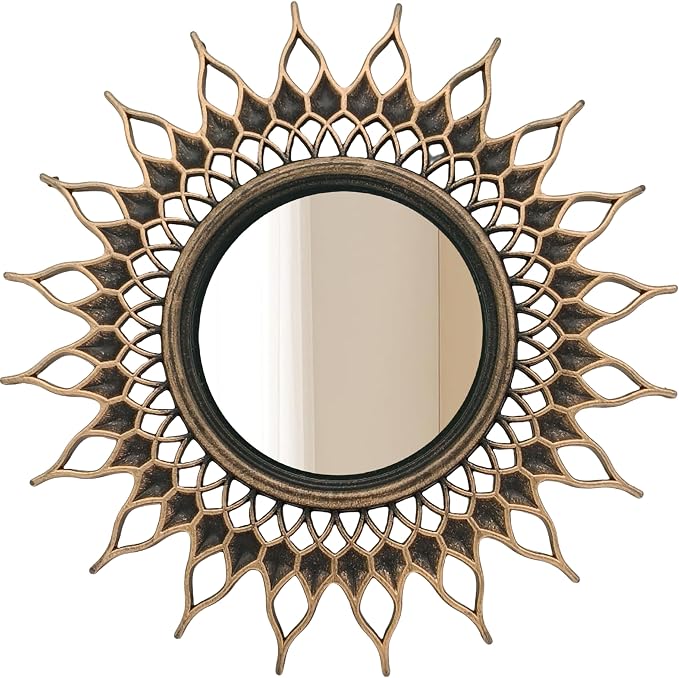 Retro Gold Mirrors for Wall Pack of 3. Round Mirrors. Decorative Mirrors.Small Wall Mirrors for Decor Home Decor.Plastic Frames.Glass Mirrors.Make Old Gold Color.NOT A Large Bathroom Vanity Mirror.