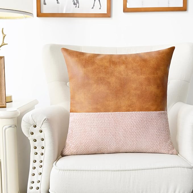 CaliTime Decorative Couch Throw Pillow Covers 18 X 18 Inches Pink