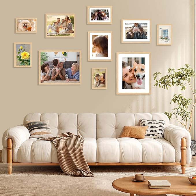 4x6 Picture Frame Set of 2, 4x6 Photo Frames with HD Plexiglass for Wall Hanging or Tabletop Display, Natural