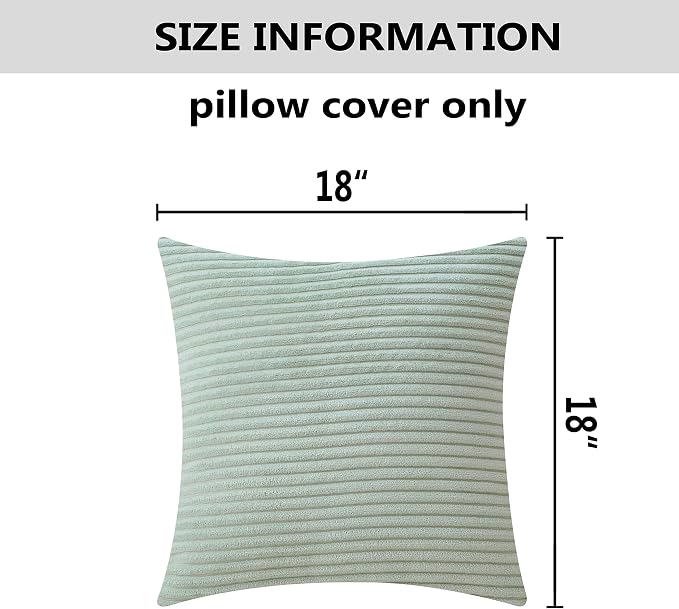 Home Brilliant Decorative Pillow Covers for Couch Sage Green Throw Pillow Covers 45x45 Set of 2 18 x 18 Pillow Cover Sofa Bench Decor, 18x18 inch, Mint