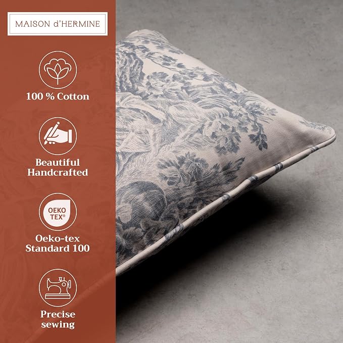 Maison d' Hermine Throw Pillow Covers 100% Cotton (12" x 20" - Pack of 1)