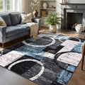 Yamaziot 5x7 Washable Modern Abstract Area Rug Non-Slip Living Room Rug | Stain Resistant, Low Pile, Ultra Soft Carpet Rug with Rubber Backing for Dining Room, Nursery, Bedroom, Office, Blue