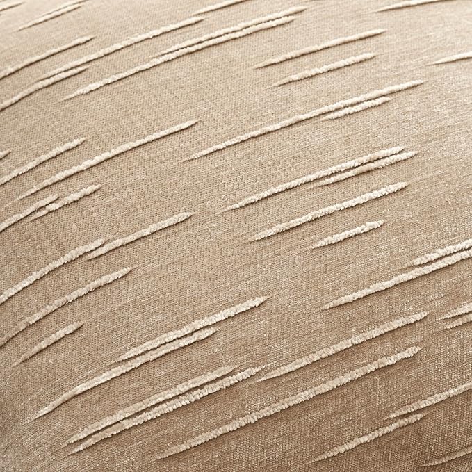 Foindtower Pack of 2 Slubby Textured Chenille Throw Decorative Pillow Covers Lumbar Accent Solid Cushion Cover Neutral Faemhouse Pillow Case for Couch Sofa Bedroom Living Room 12x20 Inch,Khaki Camel