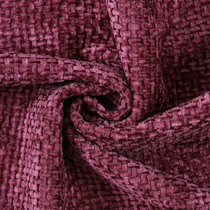 MADIZZ Decorative Chenille Velvet Throw Pillow Covers Set of 2 Soft Boho Textured Neutral Couch Throw Pillow for Bed Modern Farmhouse Home Decor for Sofa Livingroom Burgundy 12x20 Inch