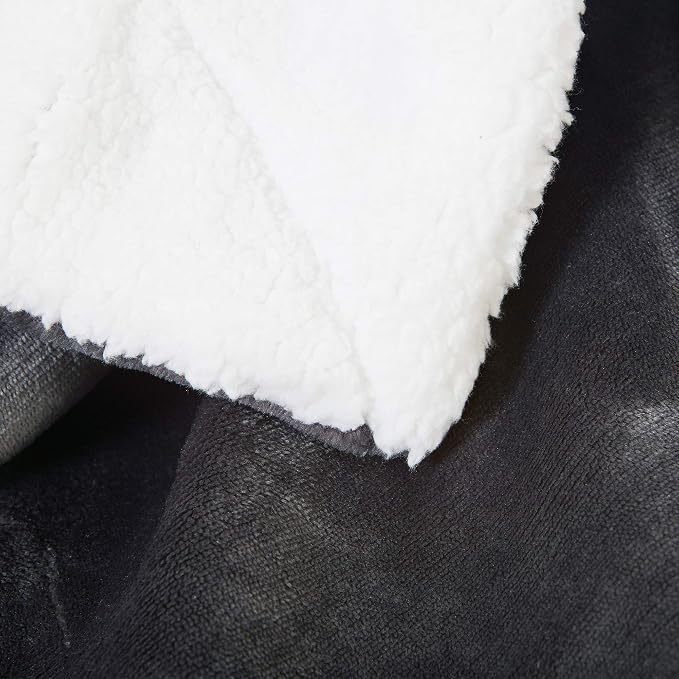 SOCHOW Sherpa Fleece Throw Blanket, Reversible Super Soft Luxurious Plush Blanket Twin Size, Dark Grey