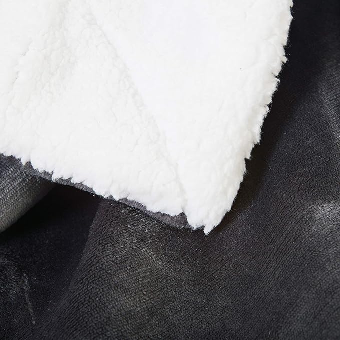 SOCHOW Sherpa Fleece Throw Blanket, Reversible Super Soft Luxurious Plush Blanket Throw Size, Dark Grey, 50"x60" | Reversible Super Soft Luxurious Plush Blanket Throw Size