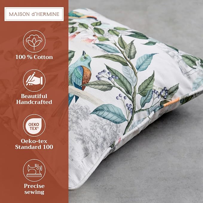 Maison d' Hermine Throw Pillow Covers 100% Cotton (18" x 18" - Pack of 1)