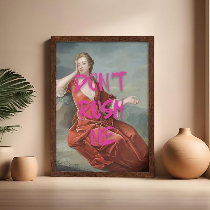 Poster Master 2-Piece Don't Rush Me Print - Get Naked Poster - Altered & Pop Art - Humorous Gift for Men & Women - Funny Wall Decor for Bedroom, Dorm or Bathroom - 16x20 Brown Framed