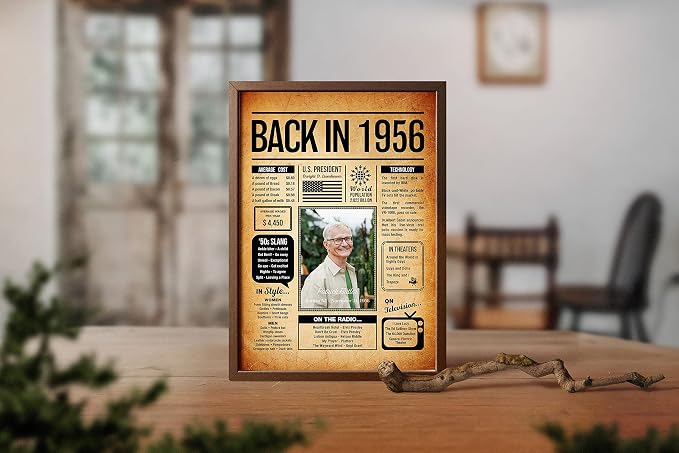 Back in 1956 Poster Sign, Personalized Birthday Gifts Idea, Custom 1956 Historical Birthday Newspaper, Born in 1956 Birthday Party Decorations, Fun Fact for the Day You Were Born, Decor Art Print