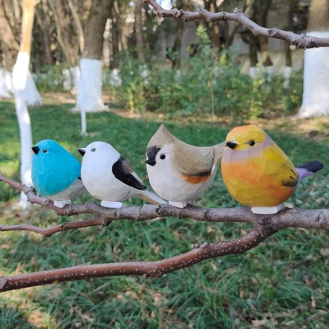 WEAUSUP Hand Carved Wooden Bird Figurine Gift for Bird Lovers