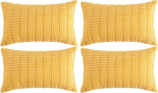 Fancy Homi 4 Packs Decorative Throw Pillow Covers for Living Room Couch Bed, Modern Farmhouse Boho Home Décor Accent Cushion Case, 20" x 12", Yellow
