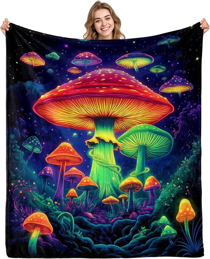Mushroom Blanket Gifts For Women Girls Mushroom Blanket for Kids Plant Throw Blankets Decor for Home Office for Boys Men Unique Blankets Gift Ideas for Plant Lovers Christmas and Birthday(60X80 Inch)