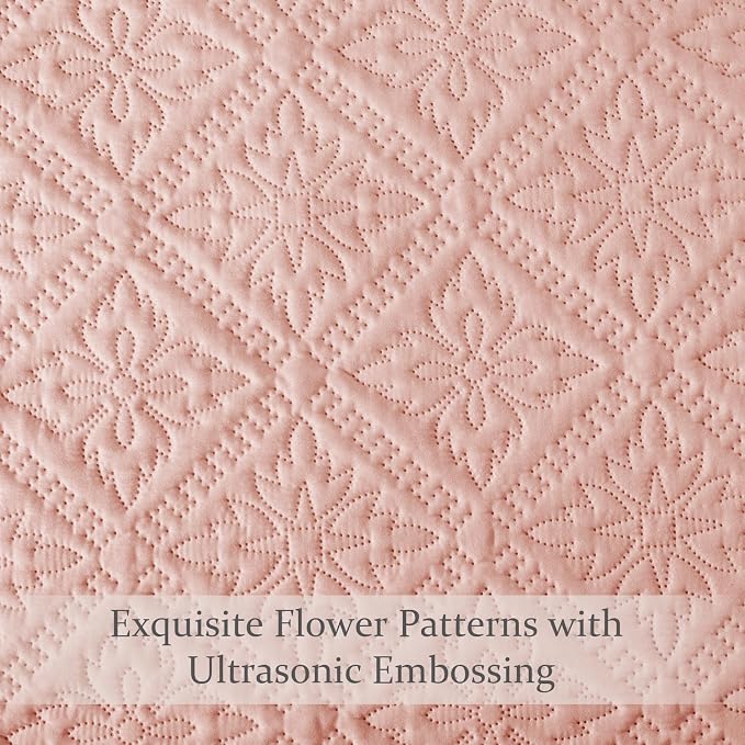 Exclusivo Mezcla California King Quilt Set, Blush Pink | Lightweight Soft Bedspreads Coverlets, All Season Bedding with 2 Pillow Shams, Modern Style for Bedroom Guest Room