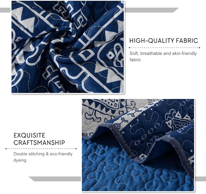 Travan 3-Piece Quilt Set Quilted Bedspread Garden Style Floral Printed Oversized Microfiber Lightweight Coverlet Set with Shams, Exquisite, Queen Size