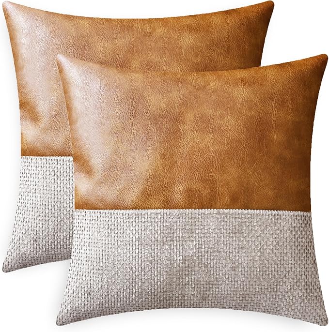 CaliTime Decorative Couch Throw Pillow Covers 18 X 18 Inches Taupe