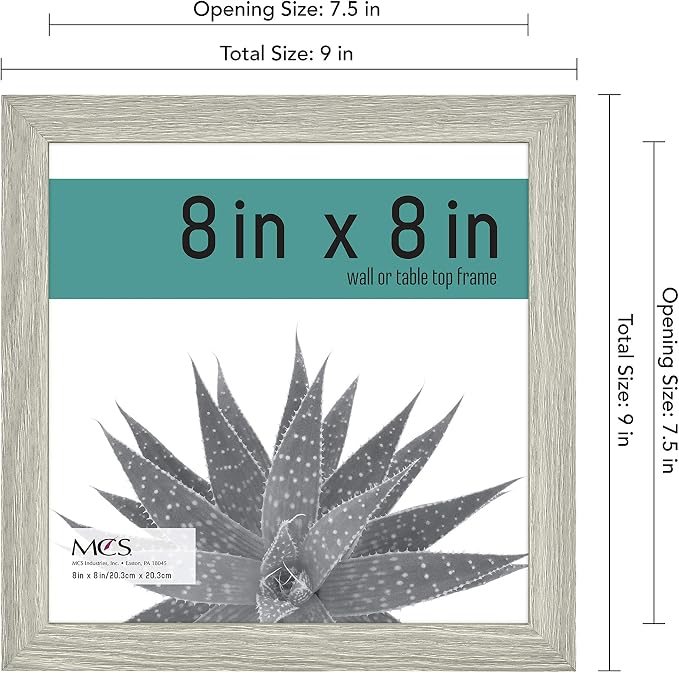 MCS Gallery Essential Picture Frame Set 8x8 Gray Woodgrain, Square Wall Hanging Picture Frames for Photos & Art Prints (2-Pack)