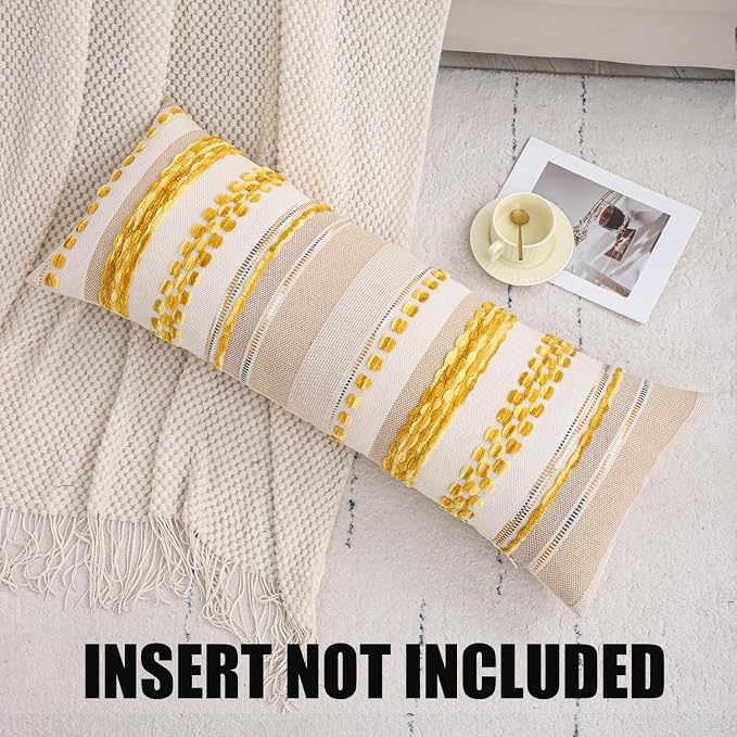 Body Throw Pillow Cover 14x36 Long Boho Decor Yellow