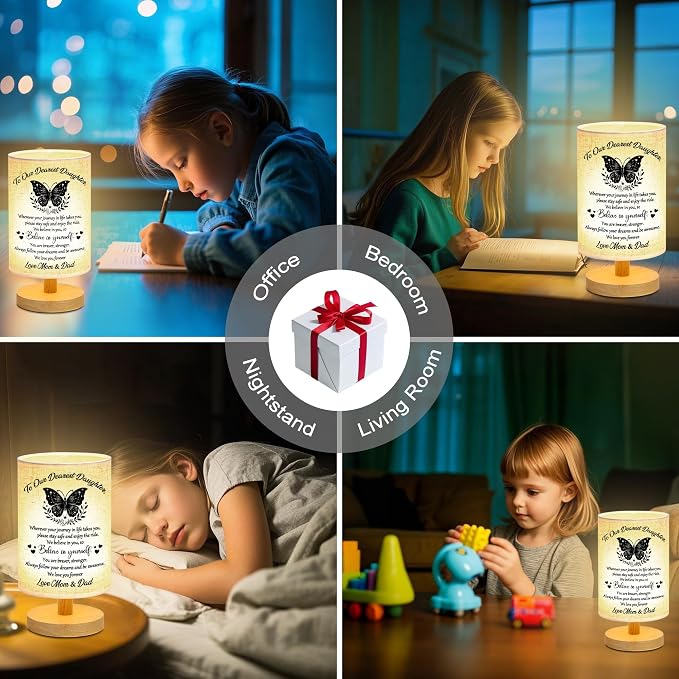 WSYEAR Daughter Gifts from Mom Dad Table Lamp - Best Birthday Gifts for Daughter Wooden Desk Lamp - Christmas Mothers Day Graduation Gifts for Daughter