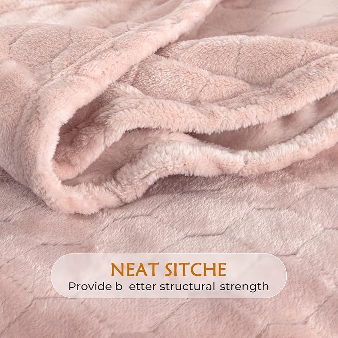 TOONOW Fleece Blanket Super Soft Cozy Throw Blanket 50" x 60", Lightweight Fuzzy Comfy Textured Flannel Blanket Winter Warm Plush Throw Blankets for Couch, Sofa, Bed, Light Pink