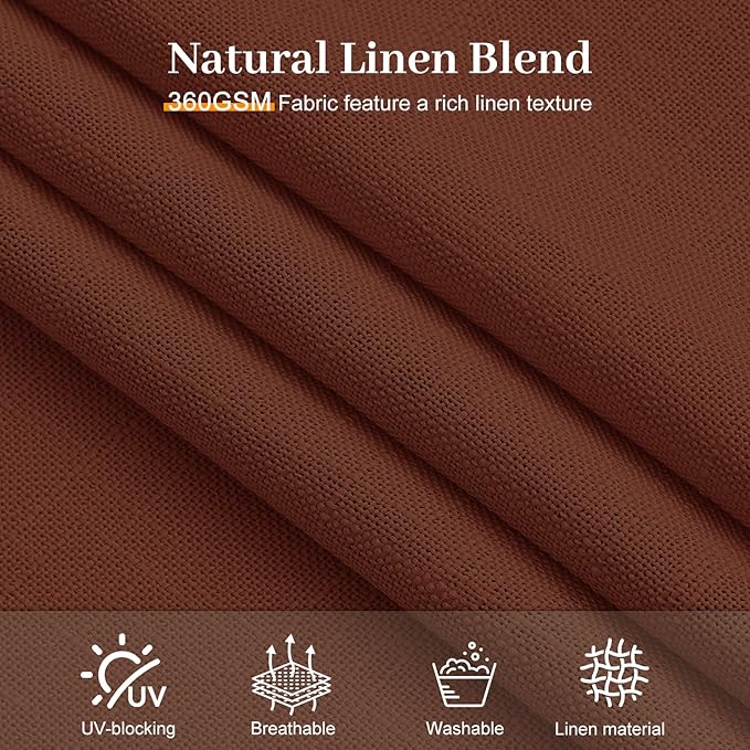108 Inch Linen Pinch Pleated Sheer Linen Blend Curtains for Living Room | Light Filtering, Bedroom, Semi Sheer, Pinch Pleat, Linen Blend, Hook Rings, High Ceiling Curtains, Chestnut Brown, 2 Panels