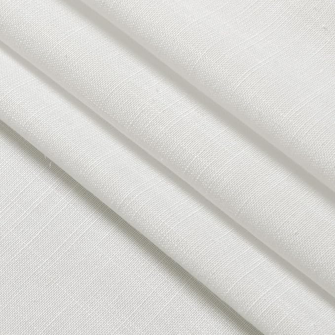 Off White Cafe Curtains 45 Inch Length Set 2 Panel Back Tab Pocket Semi Sheer Short Linen White Curtain Tiers for Small Bathroom Window Basement 52x45